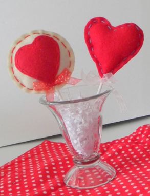 Custom Made Valentine's Day Felt Lollipops In Different Colors