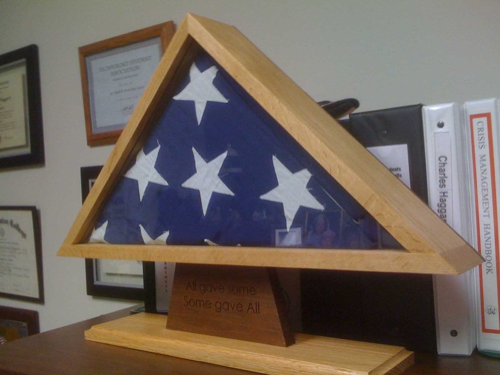 Custom Made Flag Case by Myers Woodworks