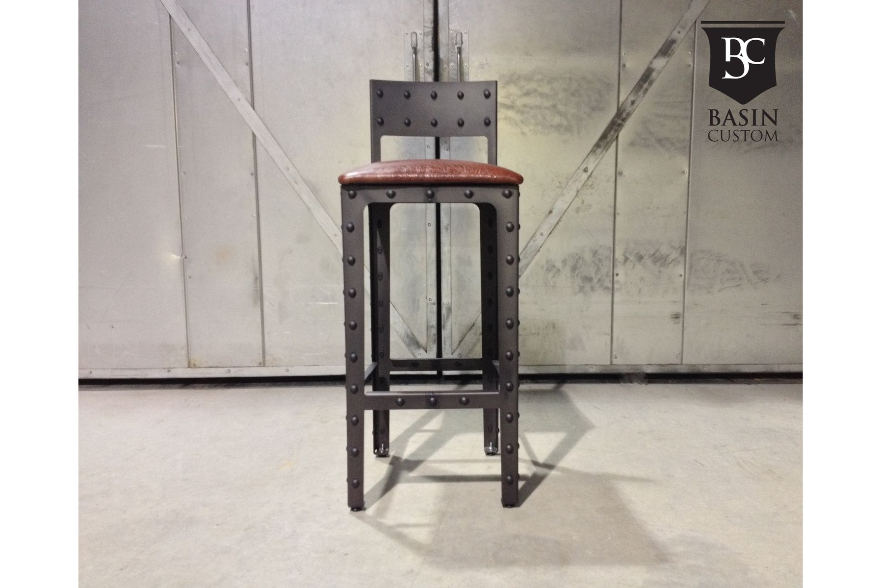 Hand Made Custom 30" Industrial Bar Stools With Back by Basin Custom