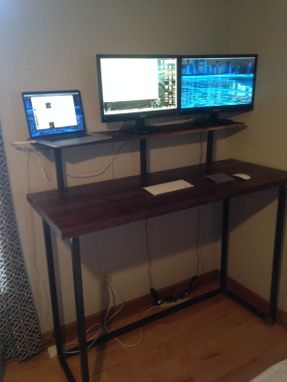 Custom Made Black Walnut And Steel Standing Desk
