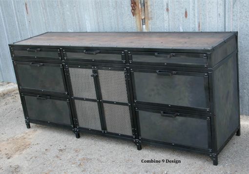 Custom Made Vintage Industrial File Cabinet. Mid Century Modern. Steel And Reclaimed Wood. Filing.