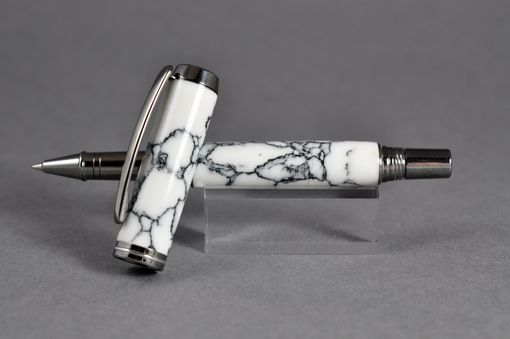 Custom Made White Marble Rollerball Pen