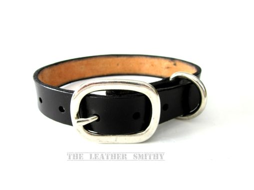 Custom Made Black Leather Dog Collar 1 Inch Wide Handmade