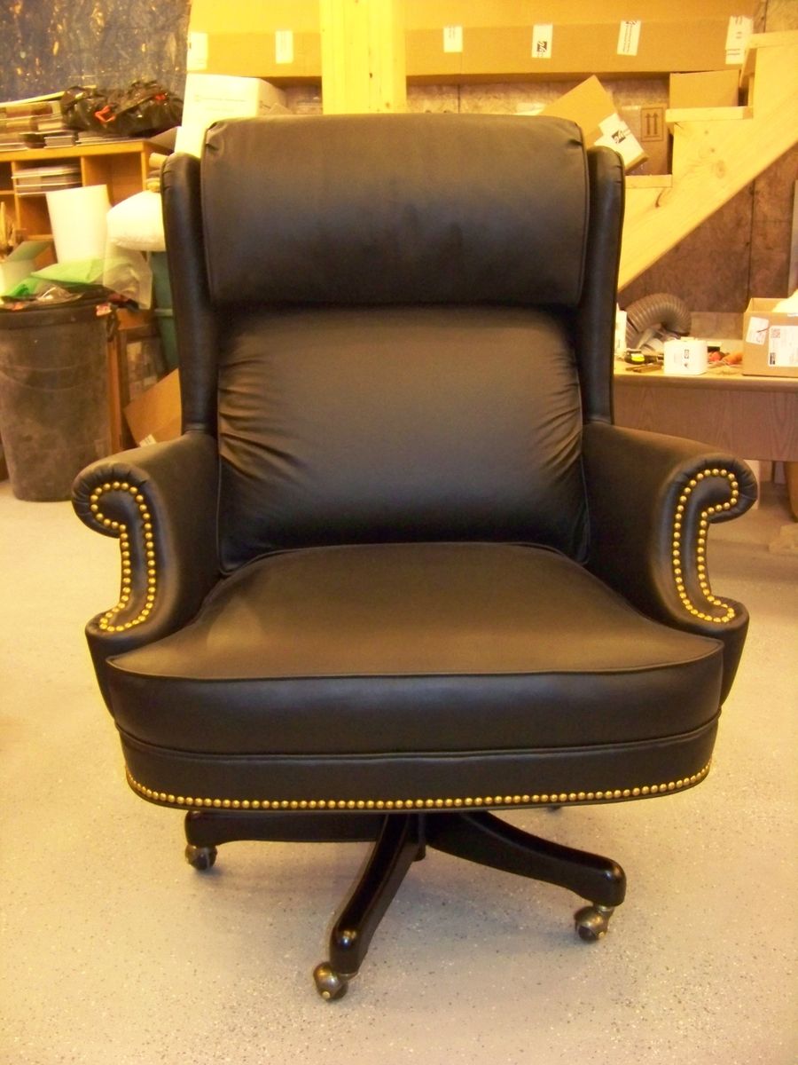 Hand Made Custom Built Leather Desk Chair For An Execitive Office by