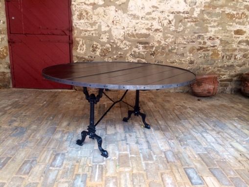 Custom Made Round Plank Industrial Style Table