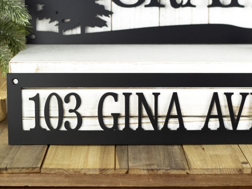 Custom Made Custom Family Name Sign - House Address Sign - Custom Metal Wall Art - Pine Trees