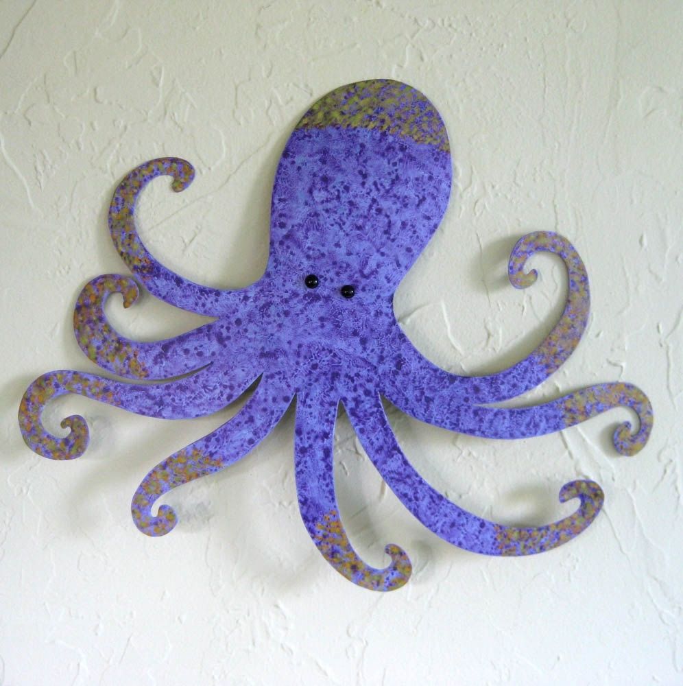 Hand Made Handmade Upcycled Metal Octopus Wall Art Sculpture by