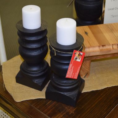 Custom Made Custom Turned Candlestick Holders Set