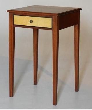 Custom Made Night Stand, African Mahogany, Quilted Maple