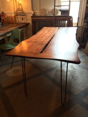 Custom Made Reclaimed Wood Kissing Table, Hairpin Legs