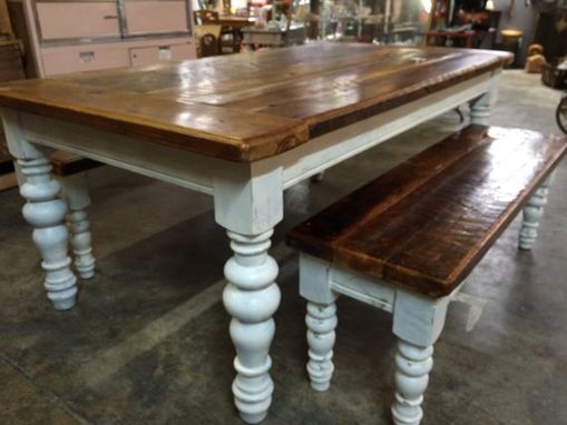 Custom Made 8 Foot Antique Heart Pine Farmhouse Table