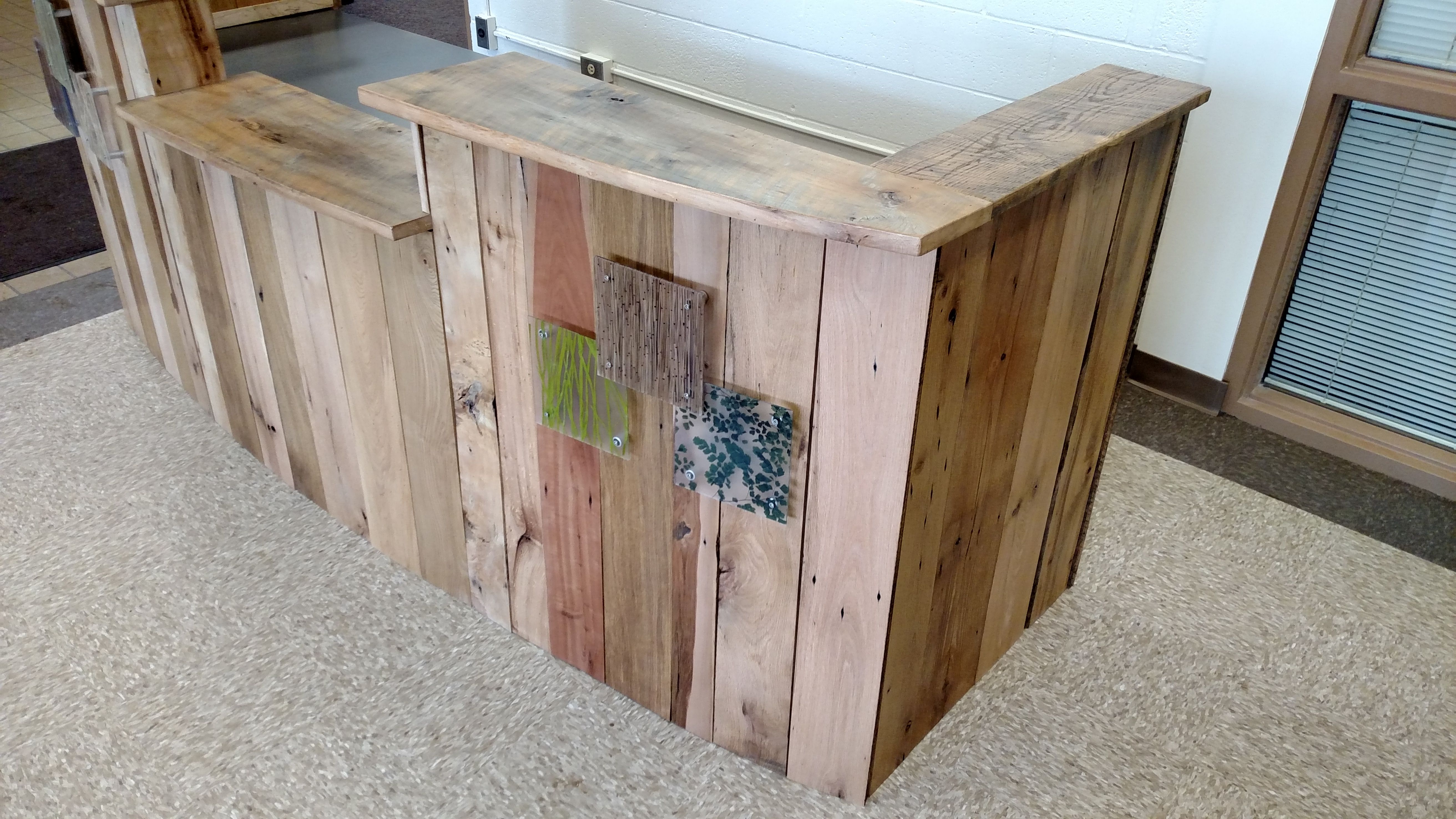 Hand Crafted Reclaimed Wood And Steel Reception Desk By Redwell 2365