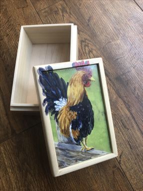 Custom Made Rooster Hand Painted Small Box