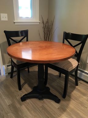 Custom Made Solid Hardwood And Iron Pedestal Dining Table