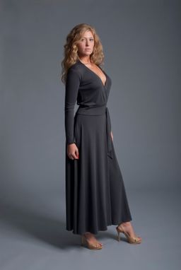 Custom Made Wrap Maxi Dress In Charcoal Jersey Knit