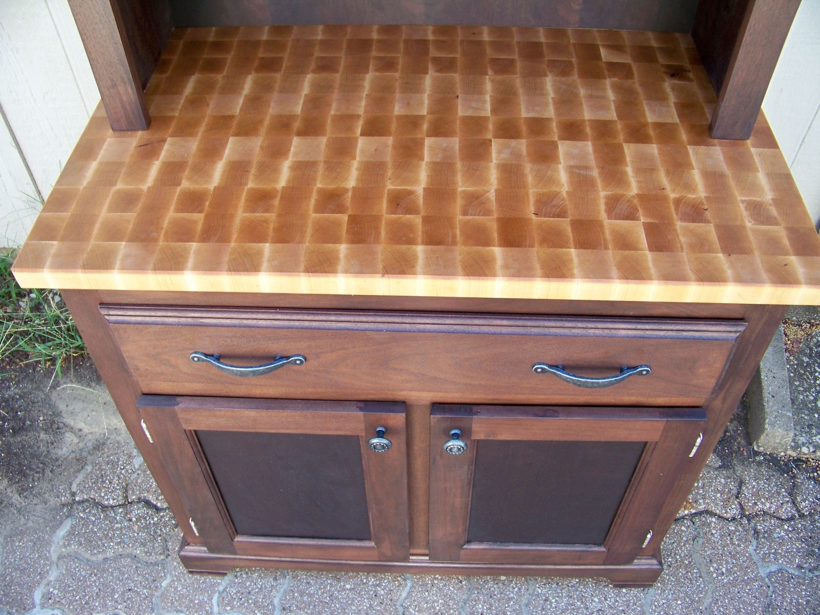 Custom Made Walnut And Butcher Block Maple Hutch by Lone Star Artisans
