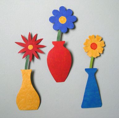 Custom Made Handmade Upcycled Metal Mini Flower Vase Wall Art Sculpture