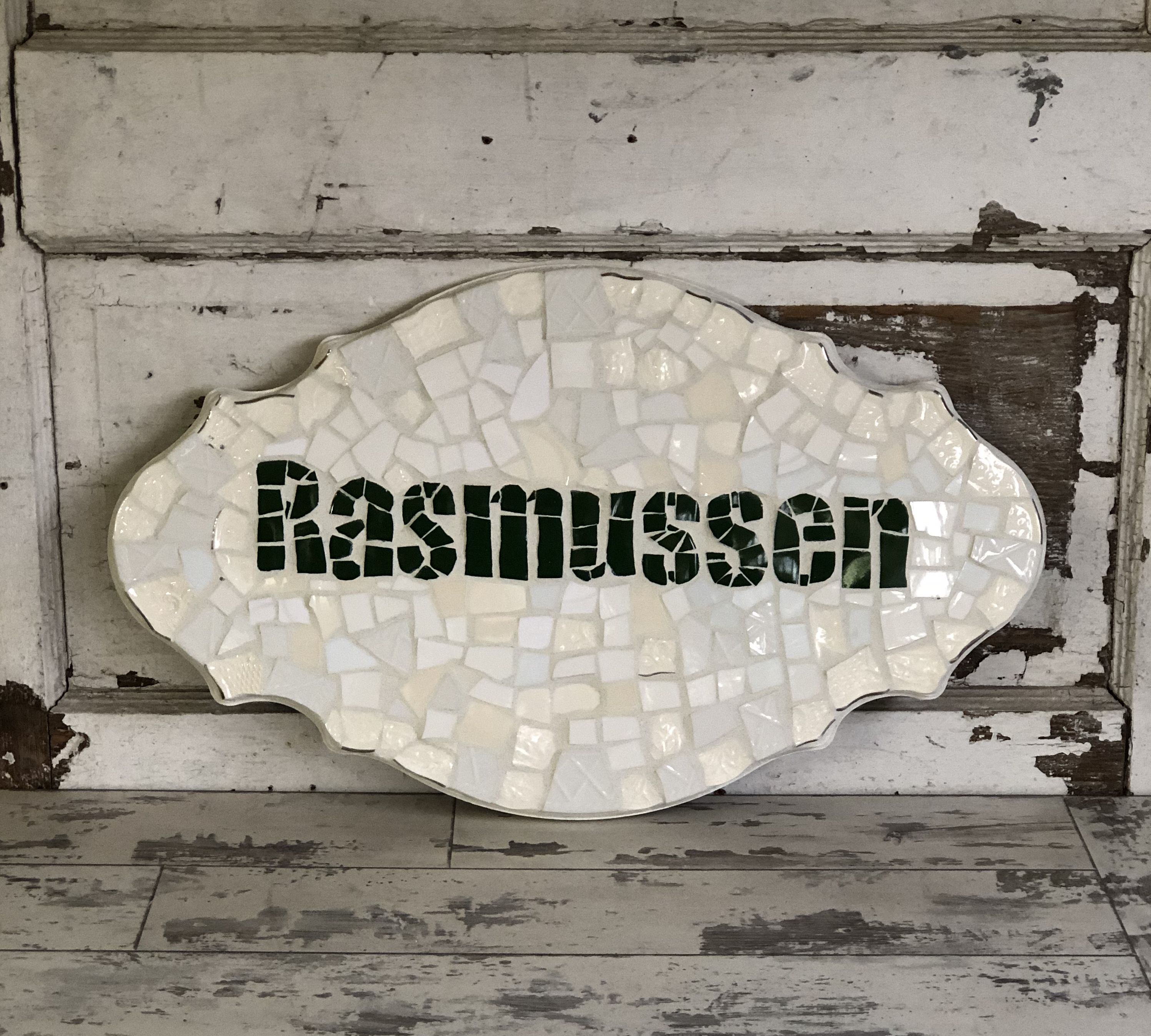 Buy Handmade Mosaic Family Name Sign - Broken China Mosaic, made to ...