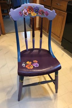Custom Made Vintage Chair Painted With Pansies
