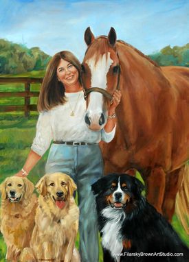 Custom Made Realistic Oil Portraits Of People With Animals