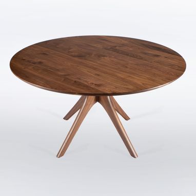 Custom Made Round Walnut Table, Mid Century Modern Dining Table, Solid Walnut Wood,