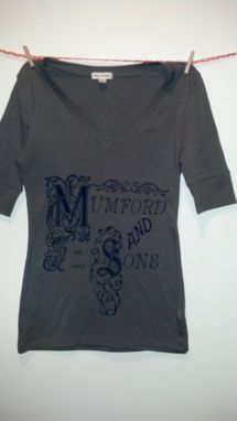 Custom Made Sale Mumford & Sons Inspired Screen Printed Small Olive/Army Green Shirt, Women's Vneck 3/4 Sleeves