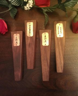 Custom Made Personalized Beer Tap Handle Of Walnut With A Handmade Copper Tag - Great Gift Idea!