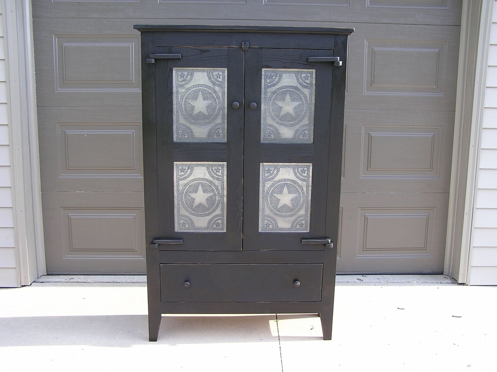 Custom Made Primitive Tin Front Pie Safe 4 Panel By Out There