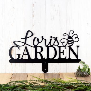 Custom Made Personalized Garden Name Metal Sign With Bumble Bee