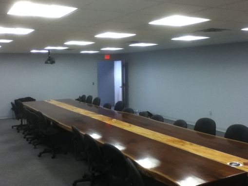 Custom Made 26' Long 70" Wide Boardroom Table Black Walnut Live Edge