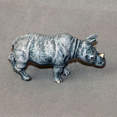 Custom Made Bronze Rhinoceros "Rhinoceros Baby #2" Rhino Figurine Statue Sculpture Limited Edition Signed
