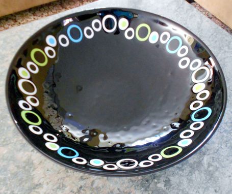 Custom Made Fused Glass Black Circle Bowl