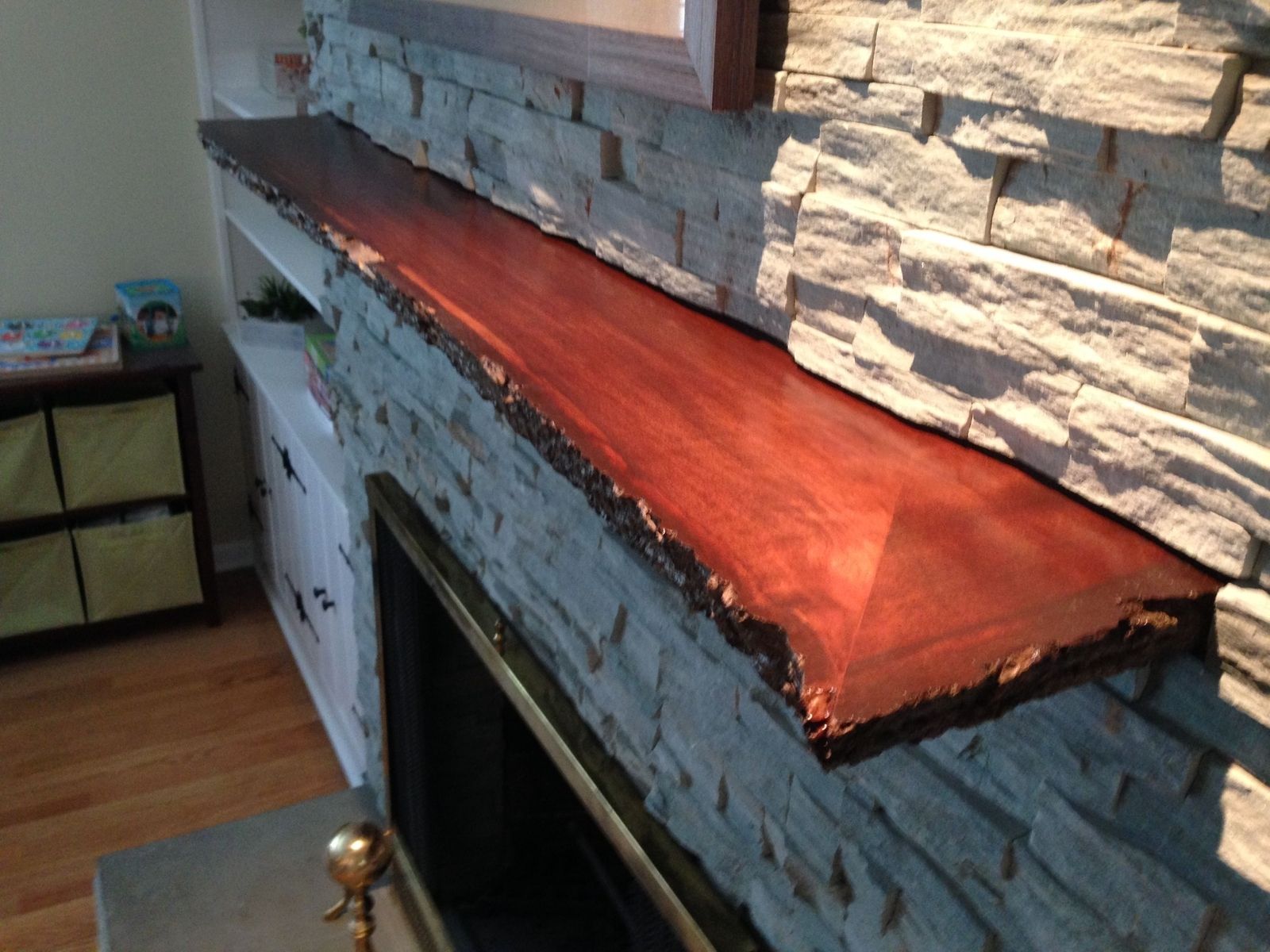 Custom Live Edge Slab Fireplace Mantle By Mad Woodwork Custommade Com