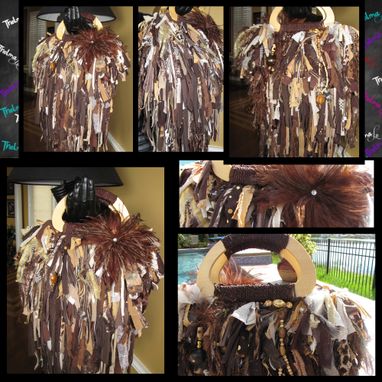 Custom Made Feathered Fringe Handbag,Brown,Gold,Beige Tone,Rhinestone Feather Flower,Custom Made,Purse