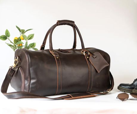 Custom Made Large Travel Bag, Mens Leather Weekend Bag, Personalized Outdoor Bag