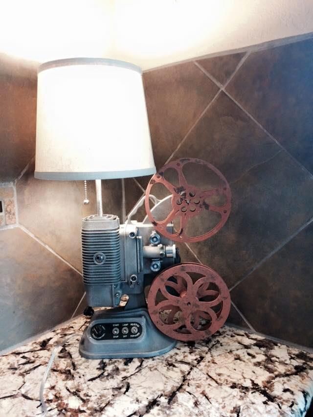 Custom Vintage 8mm Projector Table Lamp by Ginger Hawk Customs