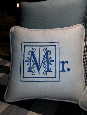 Custom Made Set Of 2, Mr. And Mrs. Pillows In New Special Embroidery Block Font