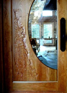 Custom Made Birch Carving On Cherry Door