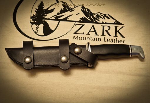 Custom Made Custom Leather Knife Sheath To Be Worn Horizontally On Belt