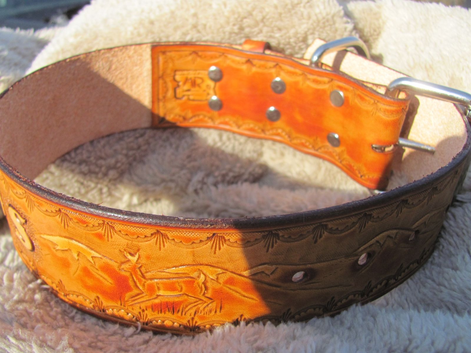 Hand Crafted Extra Large Dog Collar With Wilderness Scene, Personized