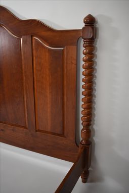 Custom Made Custom Black Cherry Bed With Hand Carved Spiral Posts