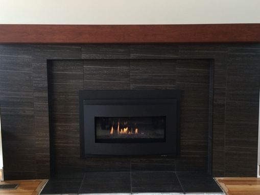 Custom Made Cherry Modern Beam Fireplace Mantel.