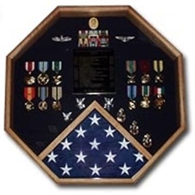 Custom Made Retirement Flag And Medals Display Cases
