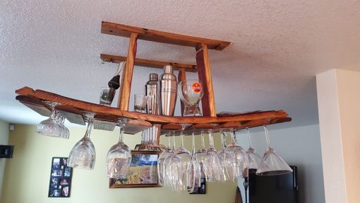 Custom Made Wine Barrel Hanging Wine Glass Rack