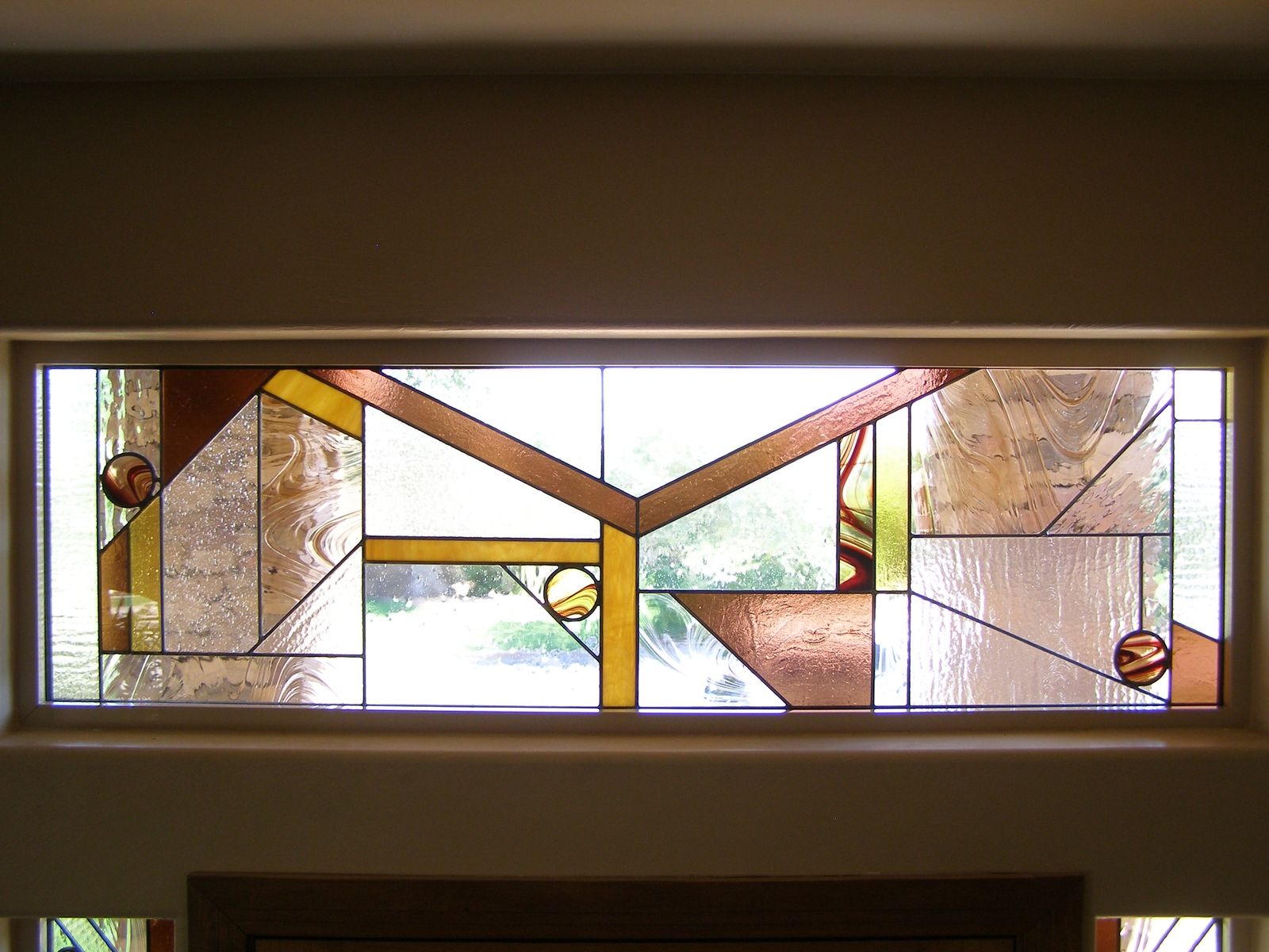 Custom Made Stained Glass Entryway Transom Window By