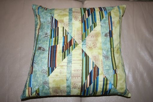 Custom Made Blue, Green, And Brown Pieced Decorative Pillows - Set Of Three