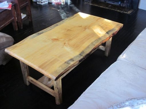 Custom Made Spalted Curly Maple Coffee Table With Live Edge Pine
