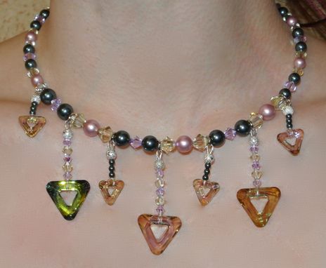 Custom Made Swarovski Crystal Cosmic Triangle Choker Necklace
