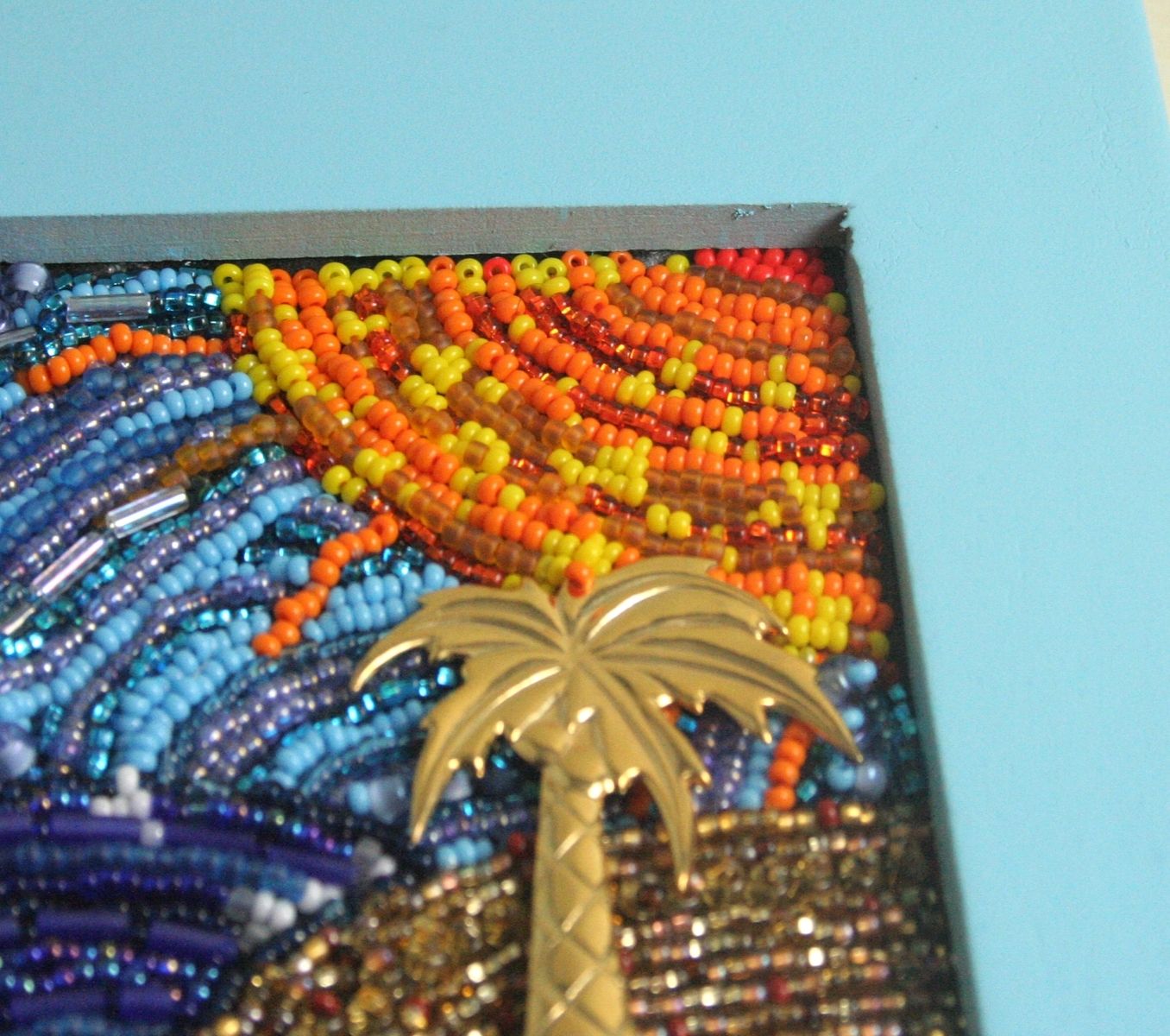 Custom Bead Embroidered Painting by Three Fates Design