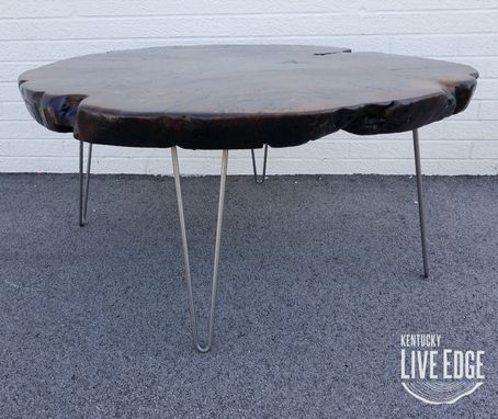 Custom Made Large Live Edge Coffee Table- Round- Walnut- Burl- Big Coffee Table- Circular- Dark Wood